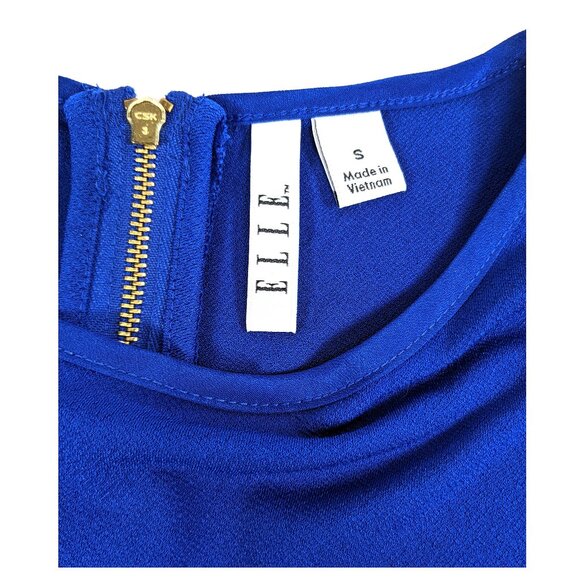 ELLE Womens Cobalt Blue Peplum Top Tank Sleeveless Exposed Zipper Sz Small NWT - Picture 6 of 7